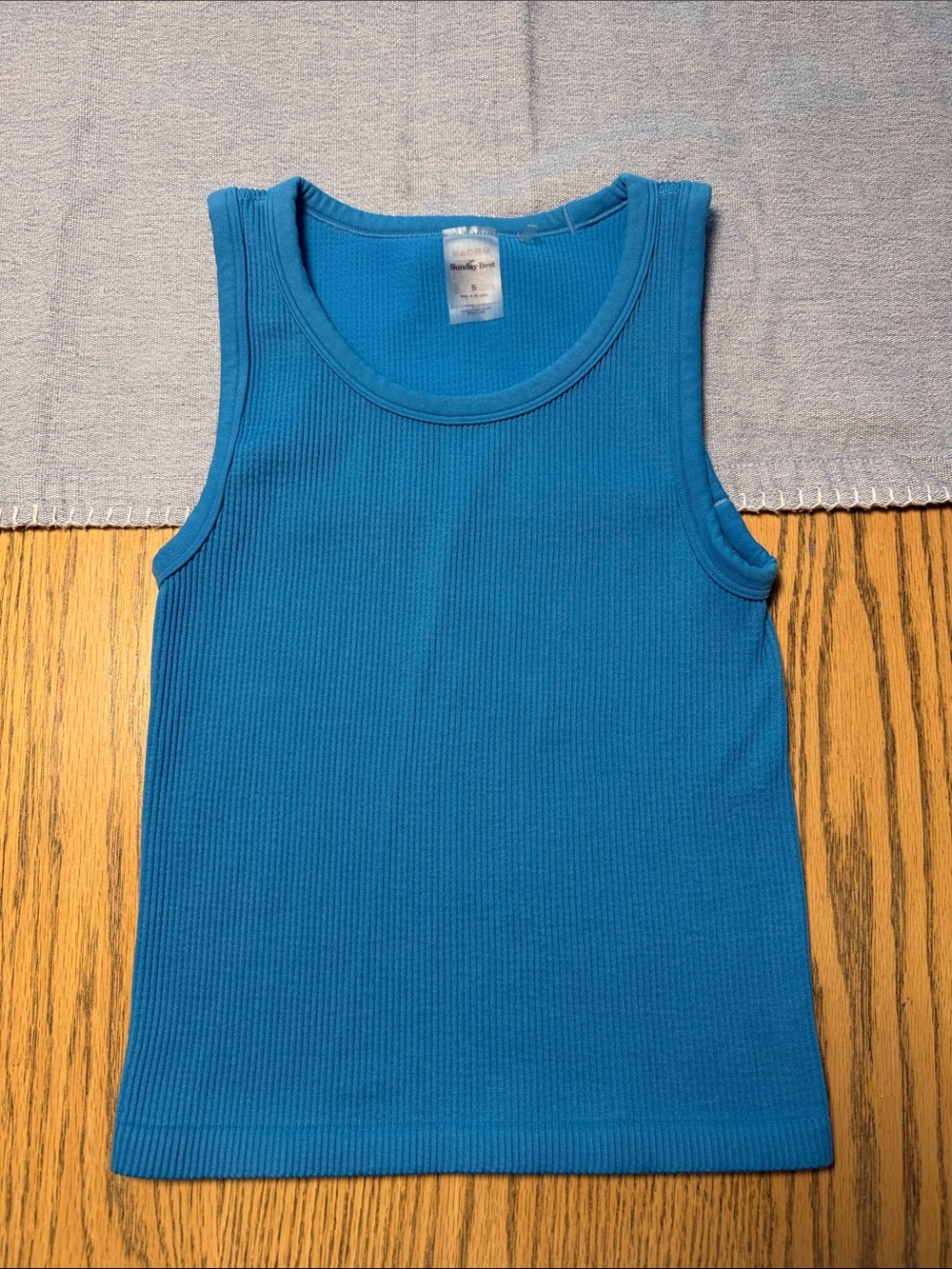 Sunday Best Bright Blue Ribbed Tank Top